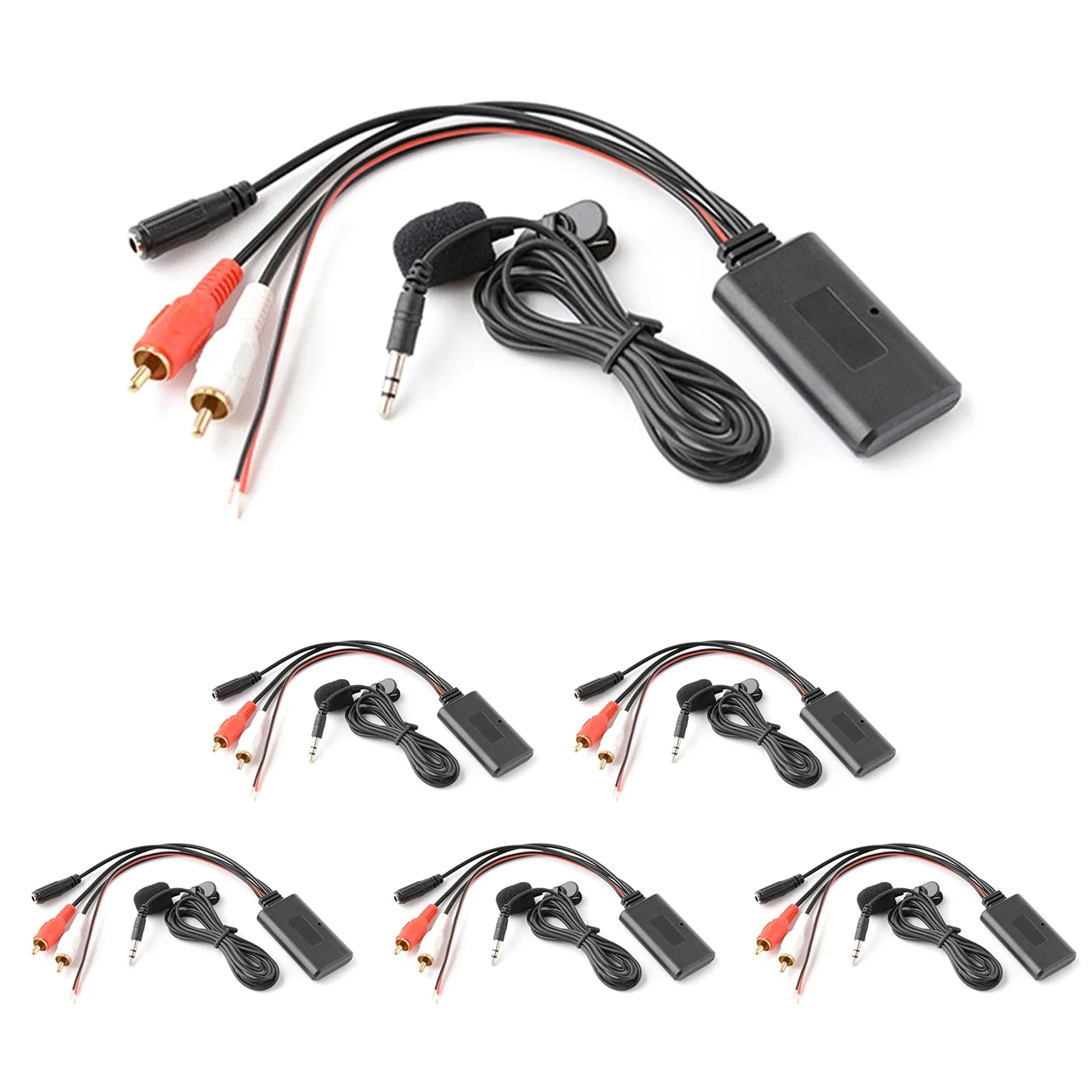 

6Sets Car Wireless Bluetooth Module Music Adapter RCA AUX Audio Cable Handsfree Microphone for 2RCA AUX-IN Audio