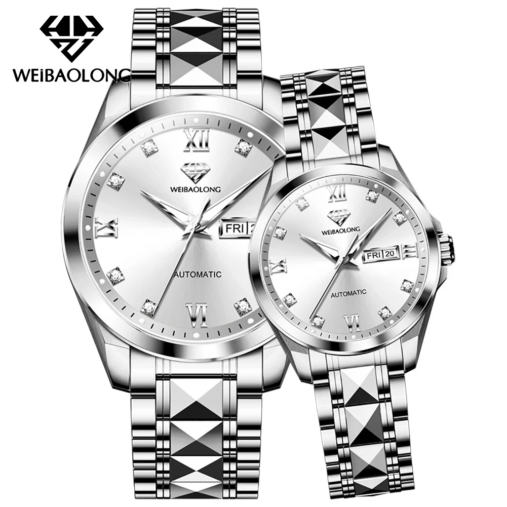 WEiBAOLONG 3803 True Diamond Couple Watch High End Limited Edition Original Luminous Function Automatic Mechanical Couple Watch