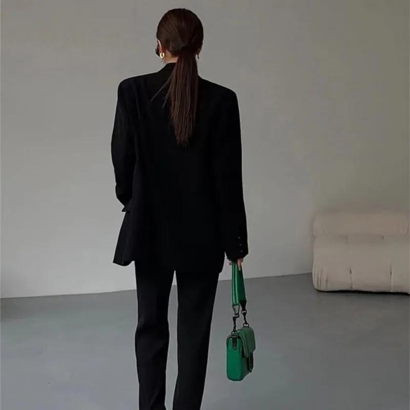 Blazers feminino sólido simples senhora do escritório vintage legal especial encantador estilo coreano básico all-match outono projetado definido novo