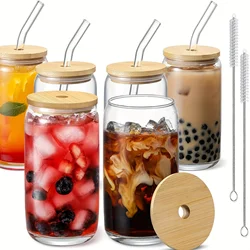2/4/6/8pcs 16oz Can Shaped Drinking Glasses with Lids and Straws Insulated Portable -Perfect for Iced Coffee and Birthday Gifts