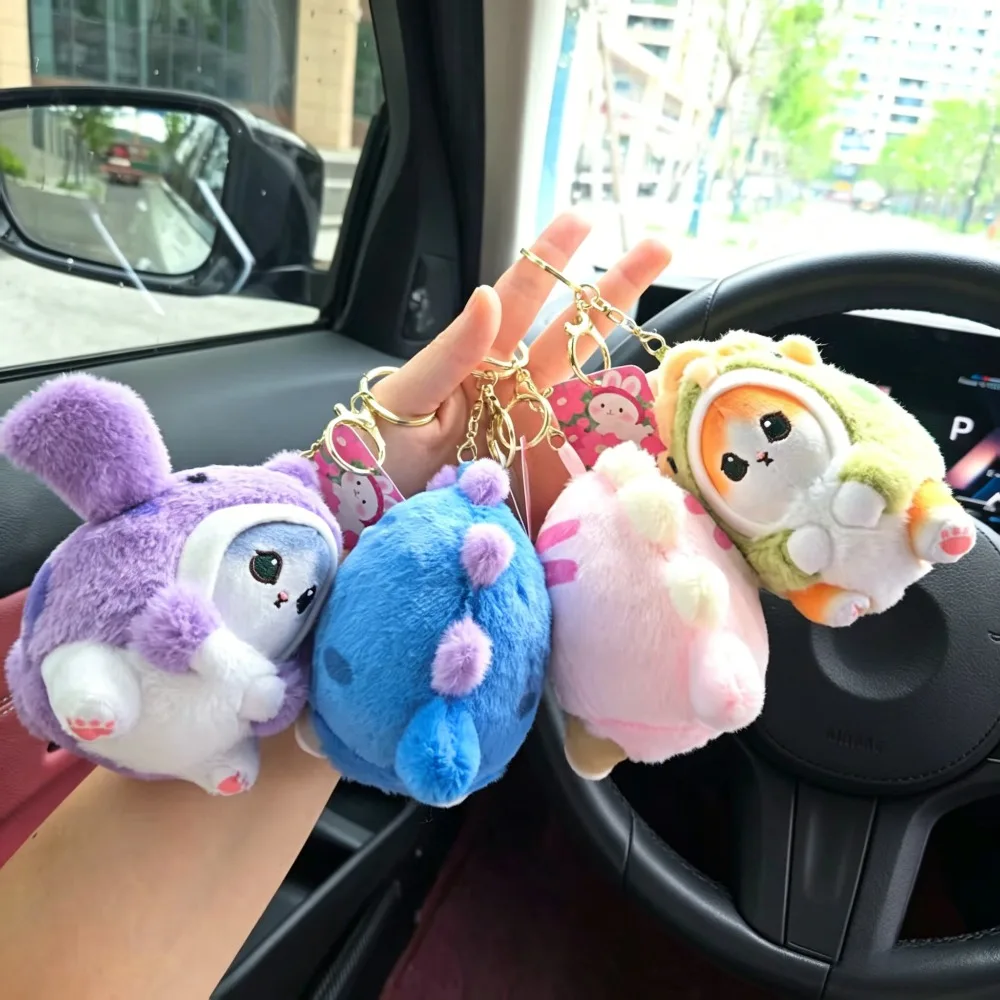 Cute Shark Cat Stuffed Plush Doll Keychain Kawaii Small Cat Toy Bag Pendant Backpack Hanging Ornament view 6