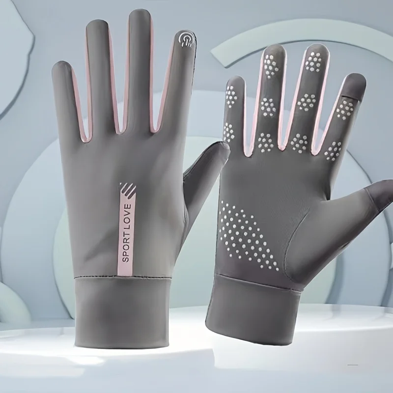 Sonnenschutzhandschuhe, Eisseide, atmungsaktiv, Outdoor-Sport, Fahrradhandschuhe, rutschfest, schnell trocknend, Damen, leichte Fahrhandschuhe
