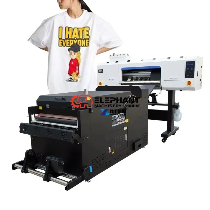 DTF Printer with Powder Shaker I3200 XP600 Printhead PET Film Heat Transfer Sublimation Printing Machine for Garment Shop