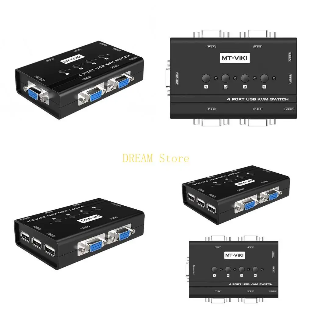 MT460KL 4 Ports USB KVM Switch Manual Switcher Selector Box Control 4 with Keyboard Mouse Monitor with 4 Cables Best Sale