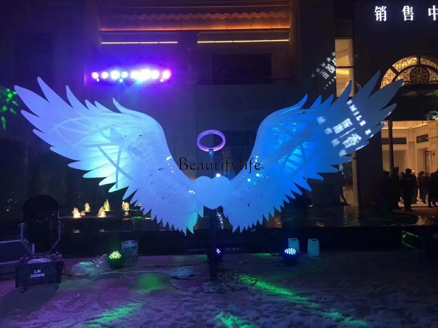 Large Commercial Performance Background Wall Props Luminous Activity Props Wings Led Lights Wings