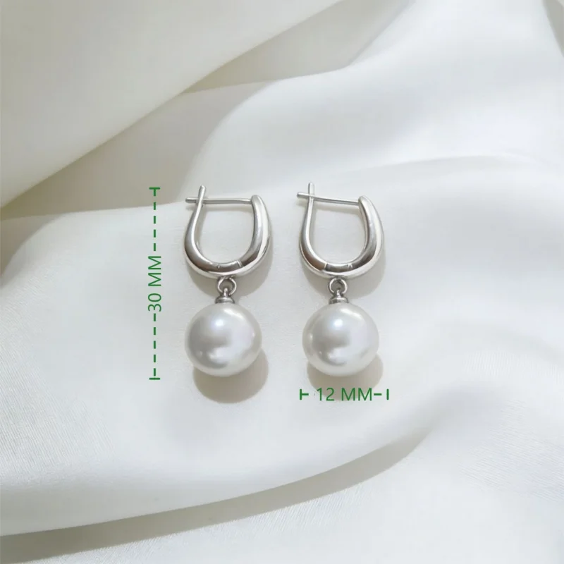 Senlissi – S925 Silber U-Loop-Tropfenohrringe, hochwertige runde japanische Perlenohrringe, elegantes Accessoire für Frauen, Bankett, Dating – Detail 3