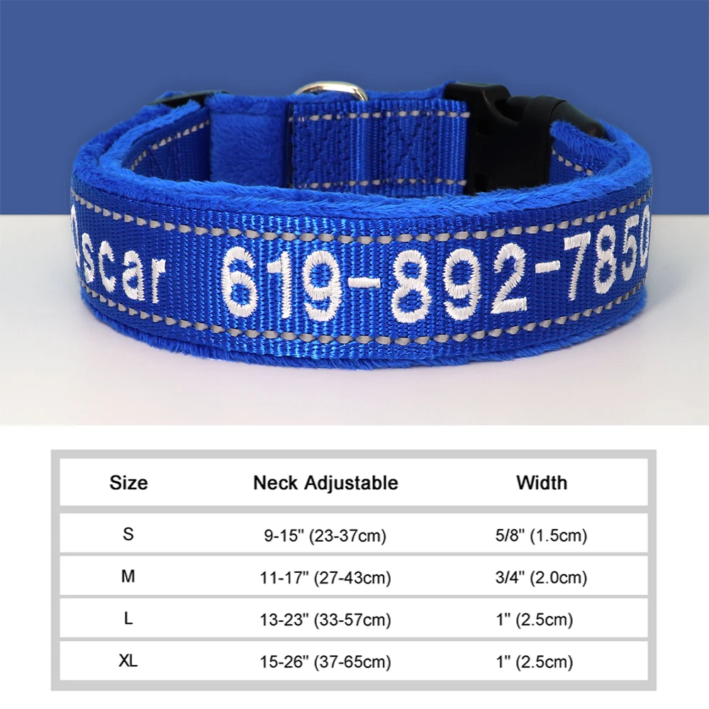 Gepersonaliseerde geborduurde halsband Reflecterend nylon Aangepaste ID-naam Accessoires Gewatteerde halsbanden voor huisdieren voor kleine, middelgrote en grote honden