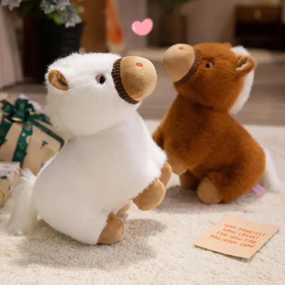 Juguetes de peluche bastante suaves y esponjosos, Pose de pie, figura de poni de estilo Kawaii, diseño de simulación, Animal relleno, decoración de escritorio