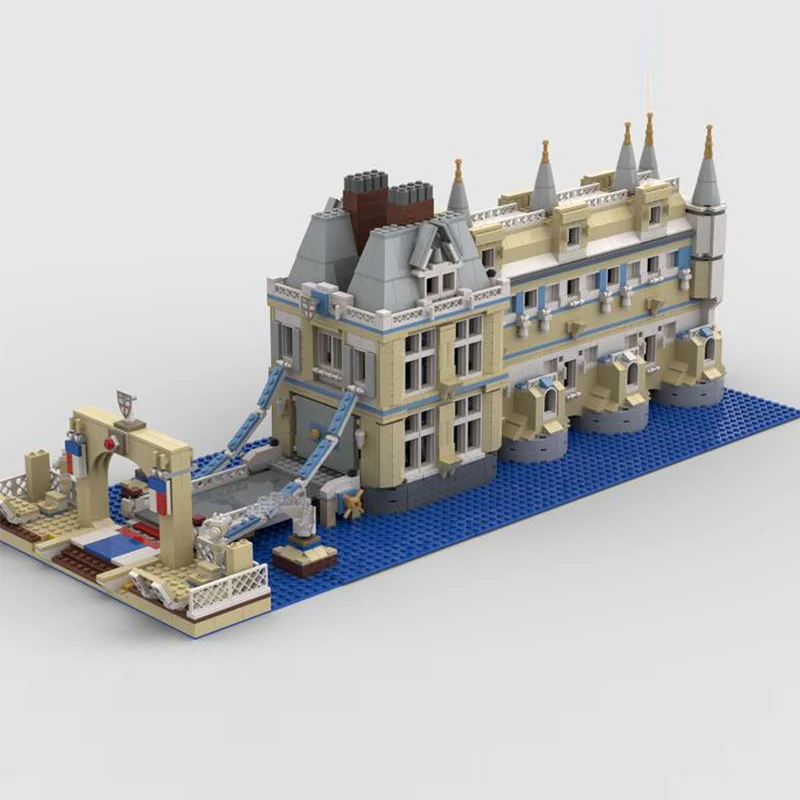 City Street View รุ่น MOC อาคารอิฐ French Manor Bridge Modular เทคโนโลยีของขวัญวันหยุดประกอบของเล่นเด็กชุด