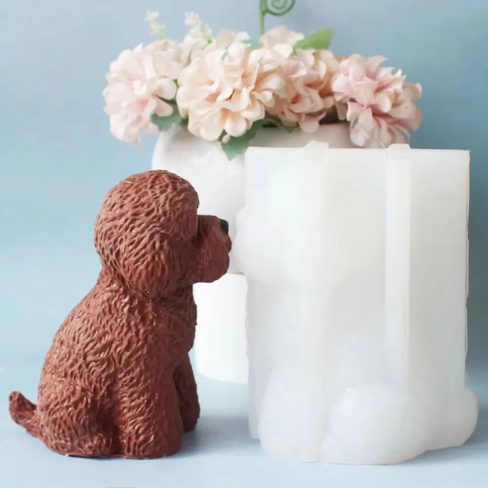 Cute Teddy Dog Animal Pinching Candle Mould Gypsum Pendant Handmade Glue Drip Puppy Silicone Mold Handicrafts Home Furnishings view 3