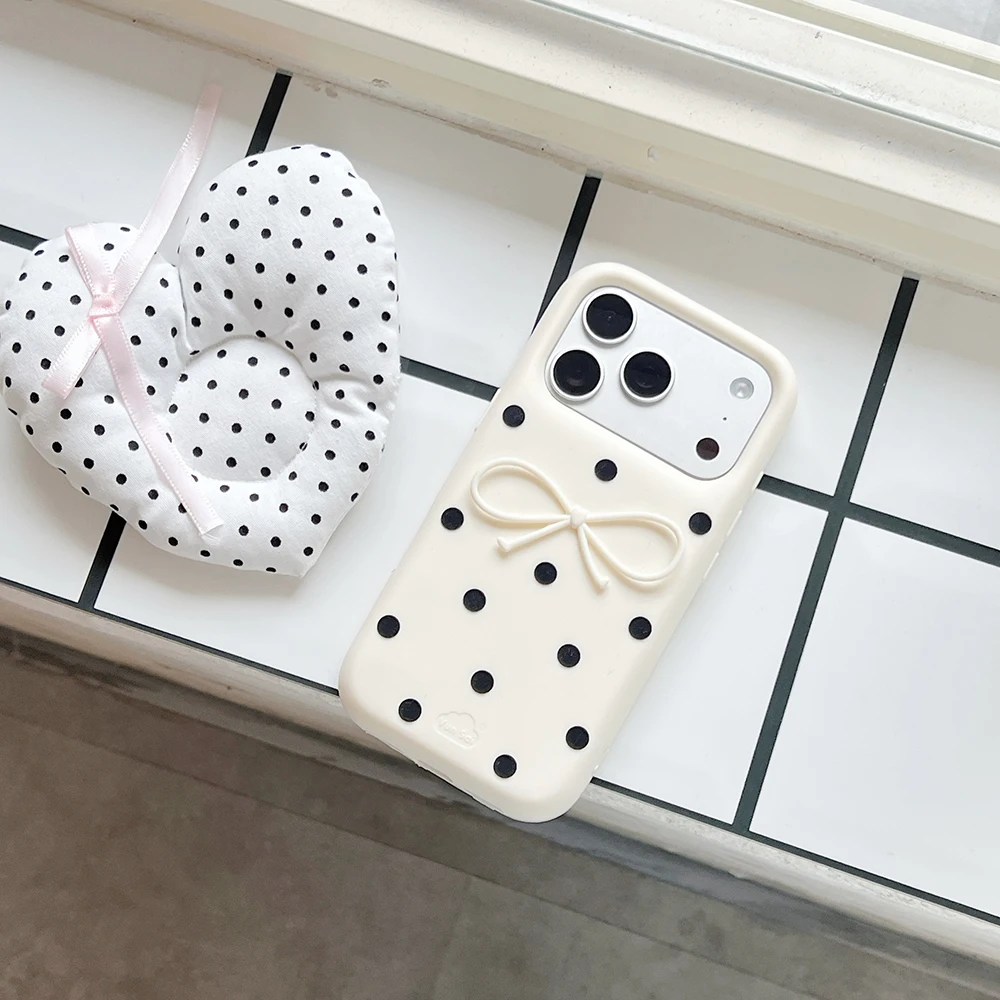 Kawaii 3D Polka Dot Schleifenknoten Weiche Silikon-Handyhülle für iPhone 12 13 14 15 16 17 Pro Max Lustige Stoßfeste Rückabdeckung – Detail 9