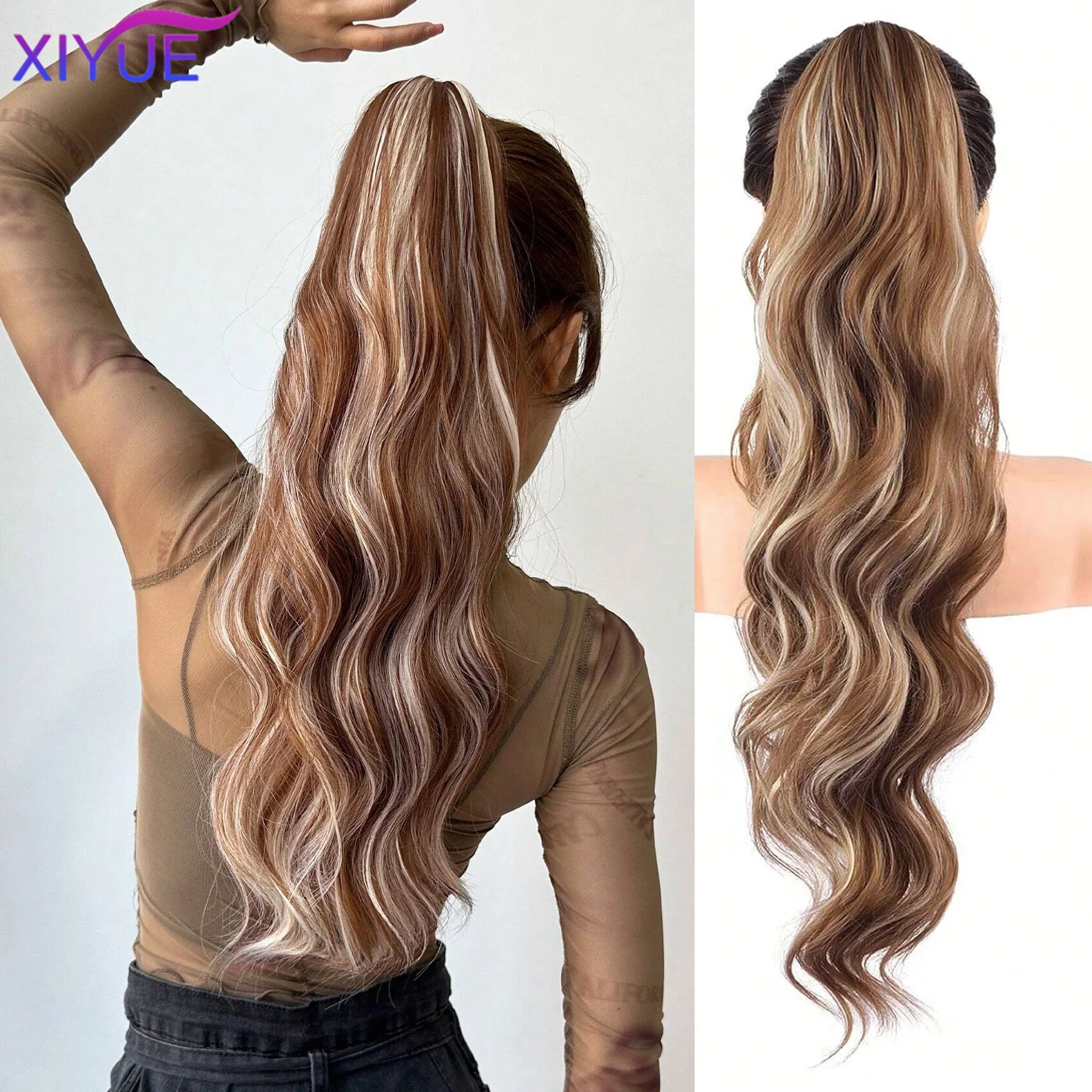 26 Inch Synthetic New Claw Ponytail Extension Hair Pony Tails Hair Extensions Long Wavy Bouncy Curls Multi Color Brown Option