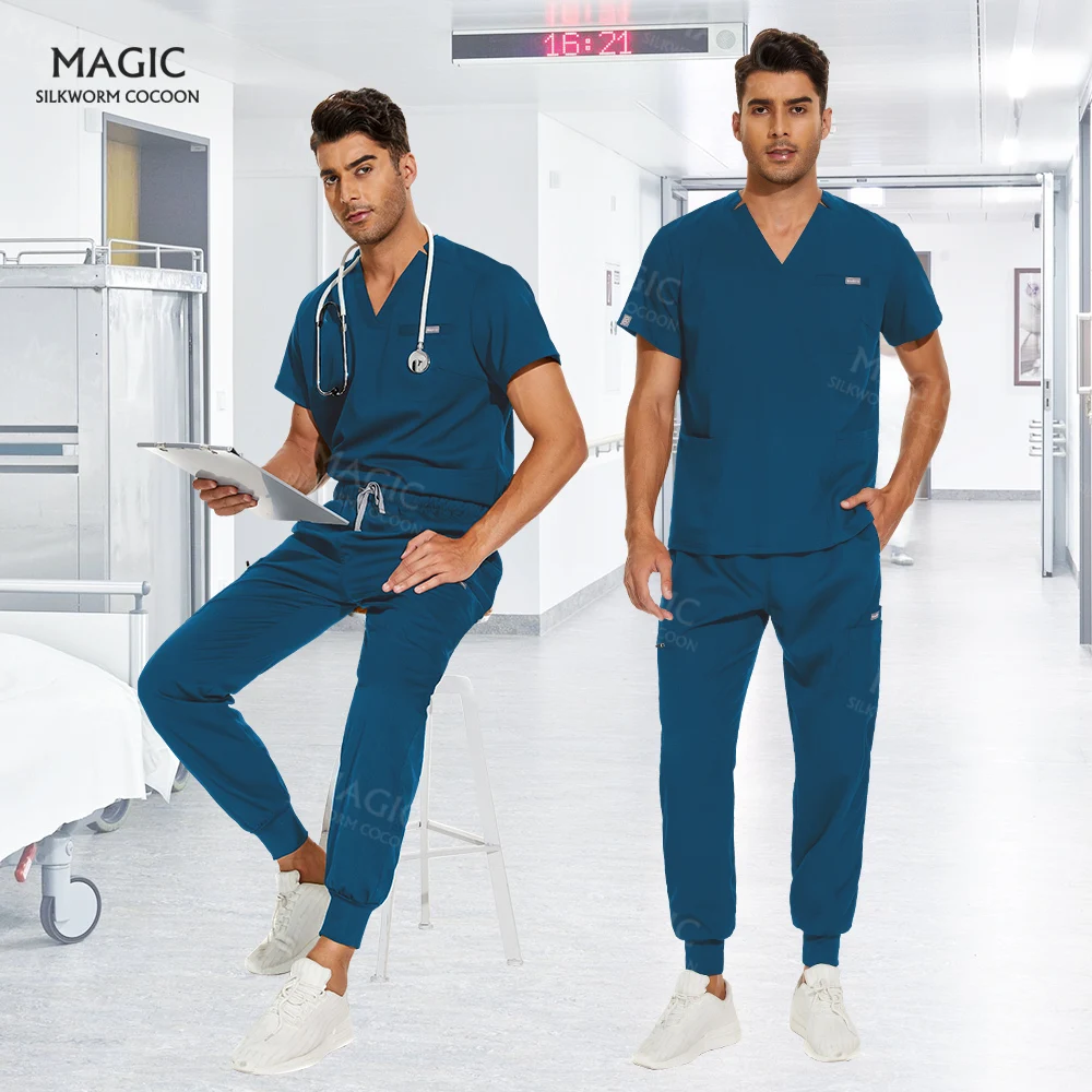 Medical Uniforms Nurse Clothes Breathable High-quality Stretch Fabric Doctor Costume Men Short-sleeved Scrubs Nursing Work Suits