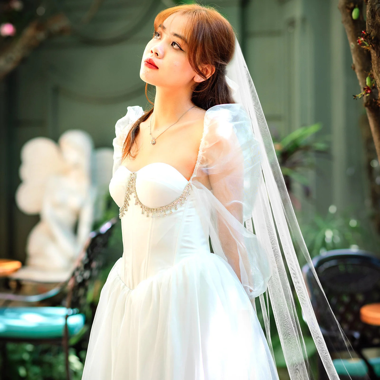 

Long Wedding Cathedral Length Bridal Veil White Elegant Floor Length Veil For Bride Luxury Bridal Accessories