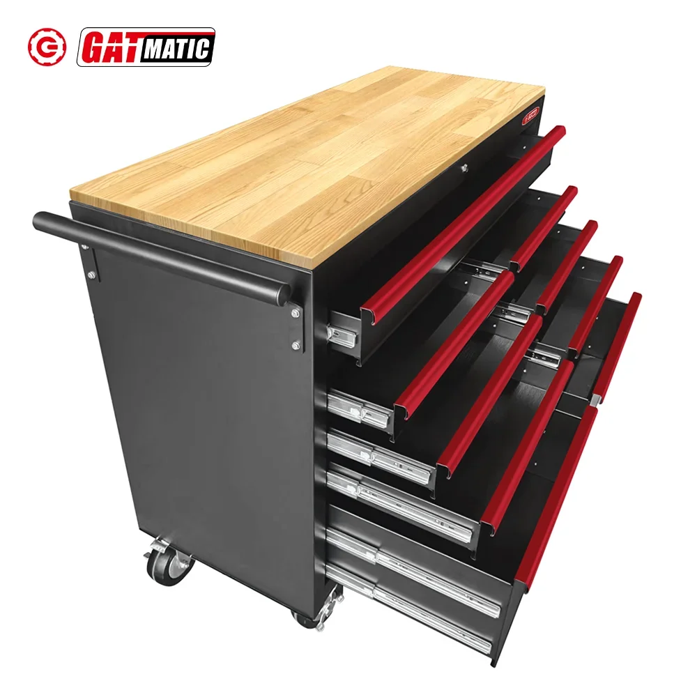 Car Repair Mobile Rolling Industrial Work Bench Tool Trolley Cabinets Heavy Duty Workshop With Hand Tools