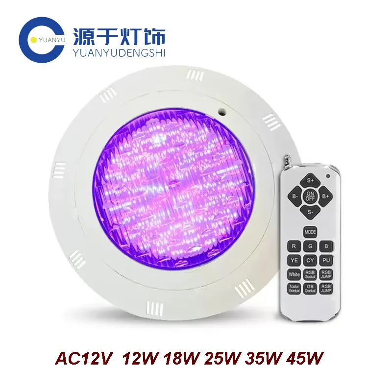 RGB sumergible 12W 18W 25W 45W luces LED luz subacuática para piscina con control remoto 12V IP68 foco impermeable para piscina al aire libre