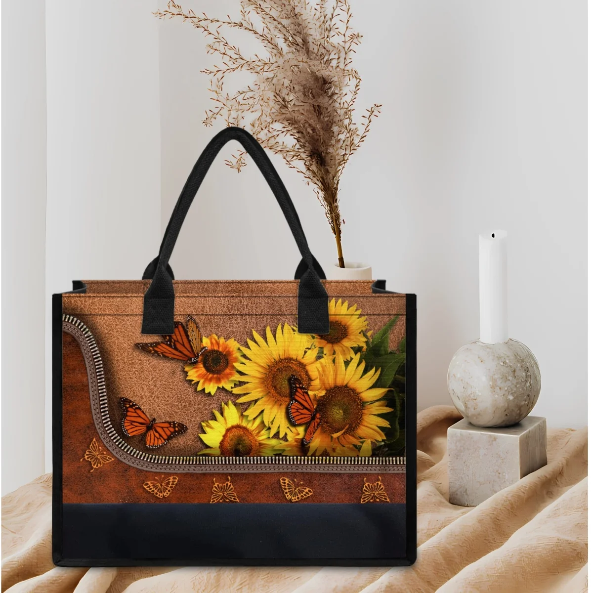 

New Butterfly Sunflower Creative Designer Shoulder Bag Summer Ladies Storage Totes Bags Casual Female Handbags Gift Bolsos Mujer