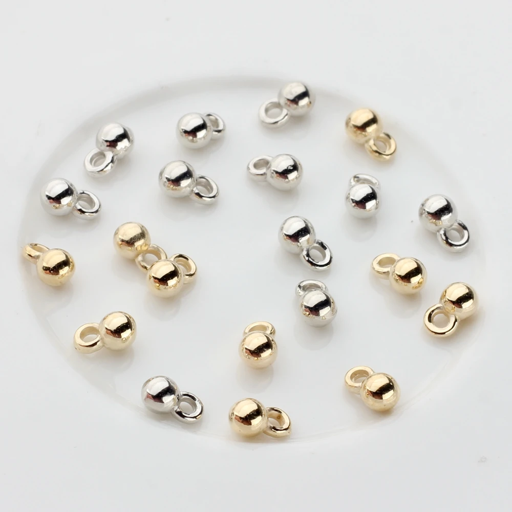 Gold Color Silver Color CCB Round Ball Tail Extender Chain Charms Beads 200pcs/lot 3*6MM For DIY Jewelry Bracelet Accessories