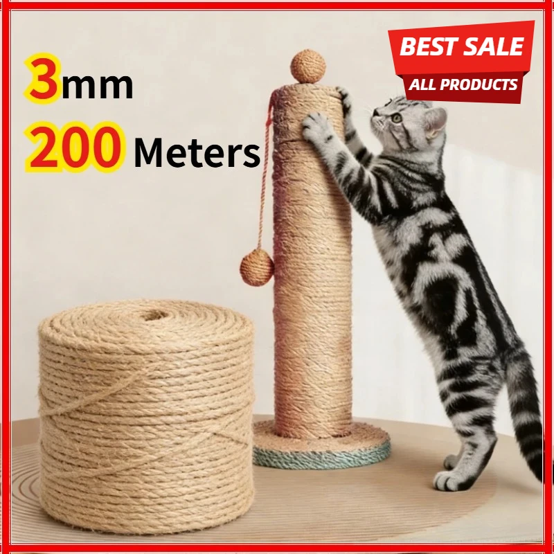 Katzenkratzseil DIY Natürliches Sisalseil Spielzeug Krallen-Möbelschutz Katzenbaum Klettergerüst Bindeseil