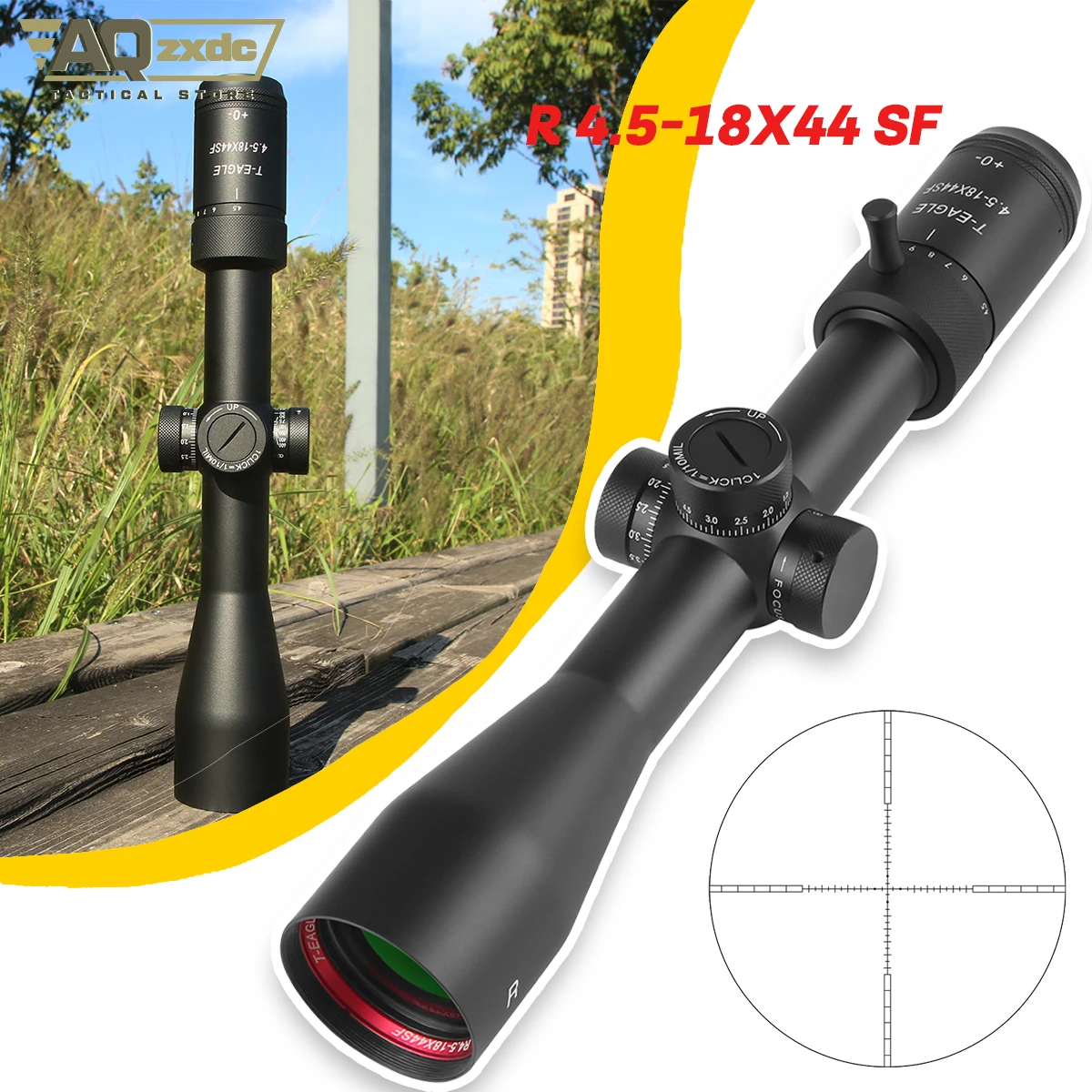 AQzxdc R 4.5-18X44 SF  Long Range Sight Tactical Scope outdoor hunting adults scope Short Scope With Great Vision & Accessories