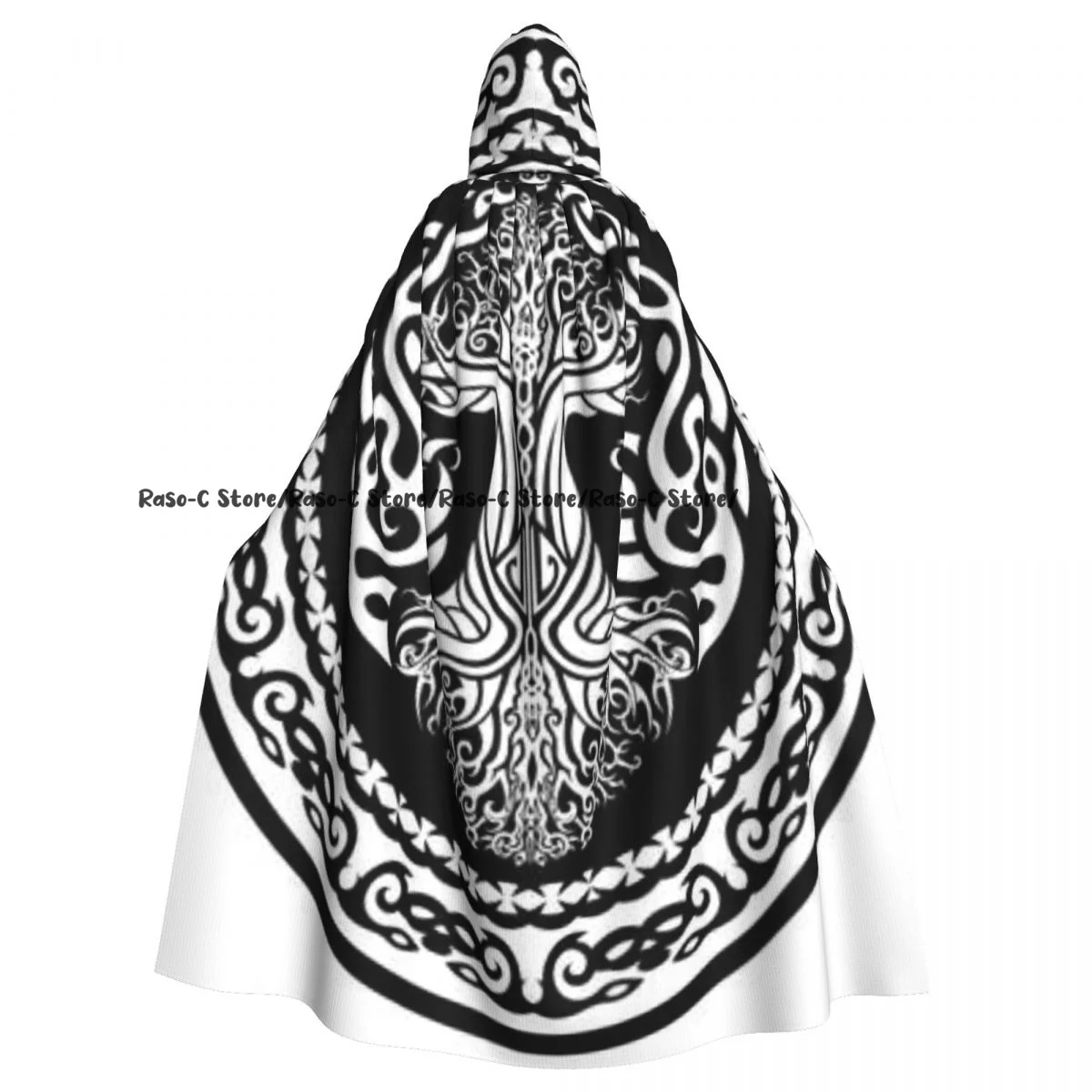 

Long Cape Cloak Amulet With Yggdrasil Tree Hooded Cloak Coat Autumn Hoodies