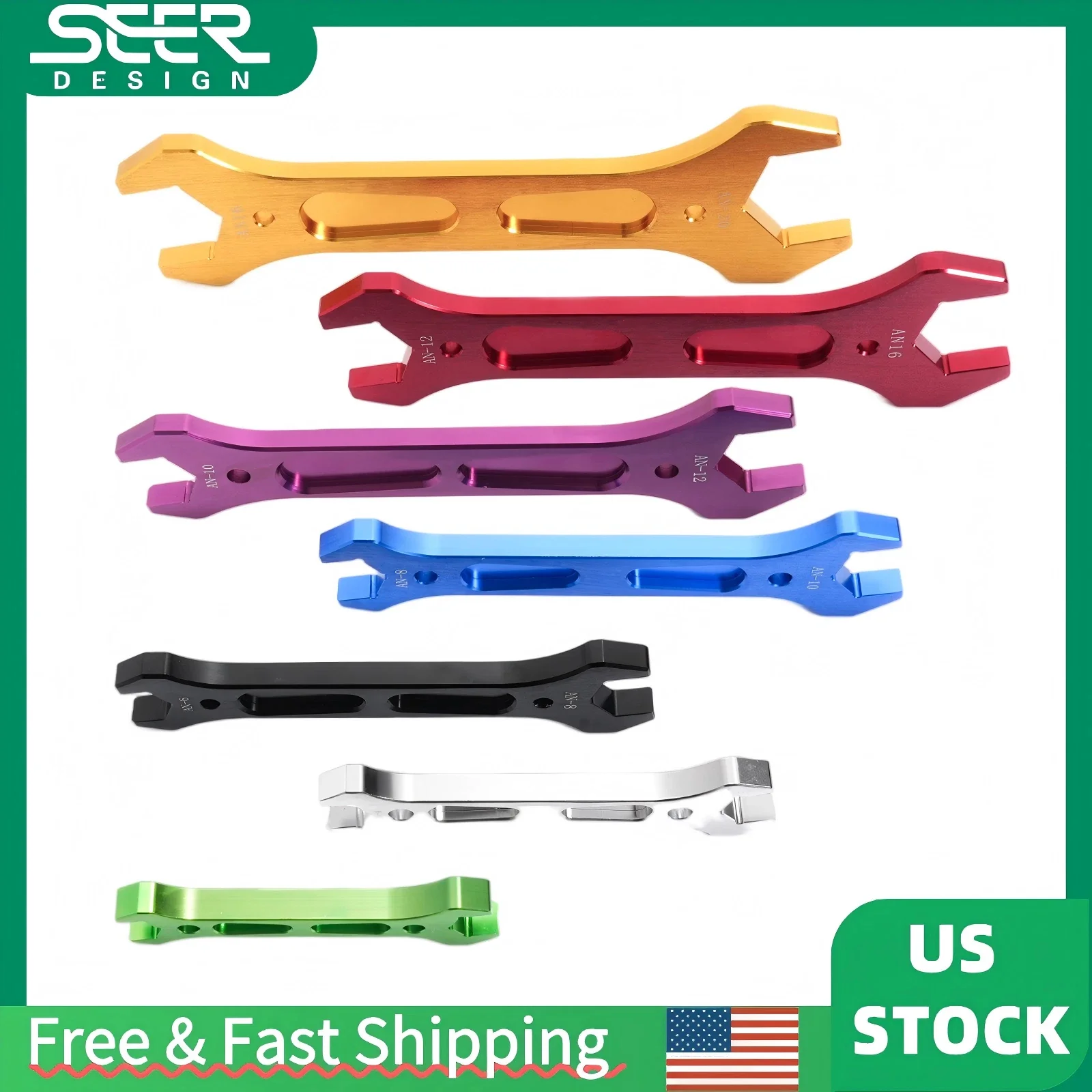 

An Aluminum Wrench Hose Fitting Tool Aluminum Spanner Double Ended An3 AN4 AN6 AN8 AN10 AN12 AN16 AN20(7pcs/Set)
