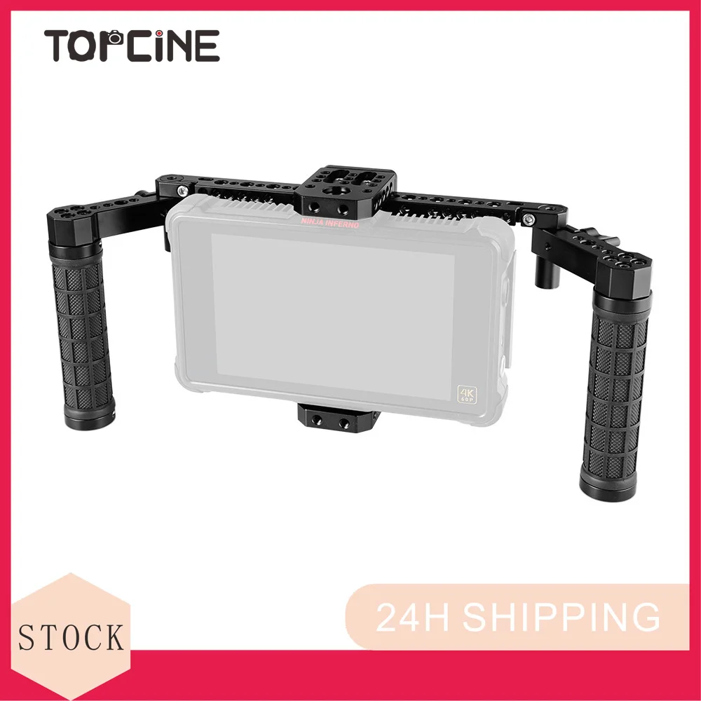 

Adjustable 7"& 5“ Monitor Cage Rig With Dual Rubber Handles & Support Bracket Accessory For Small HD LCD SmallHD 700 Series