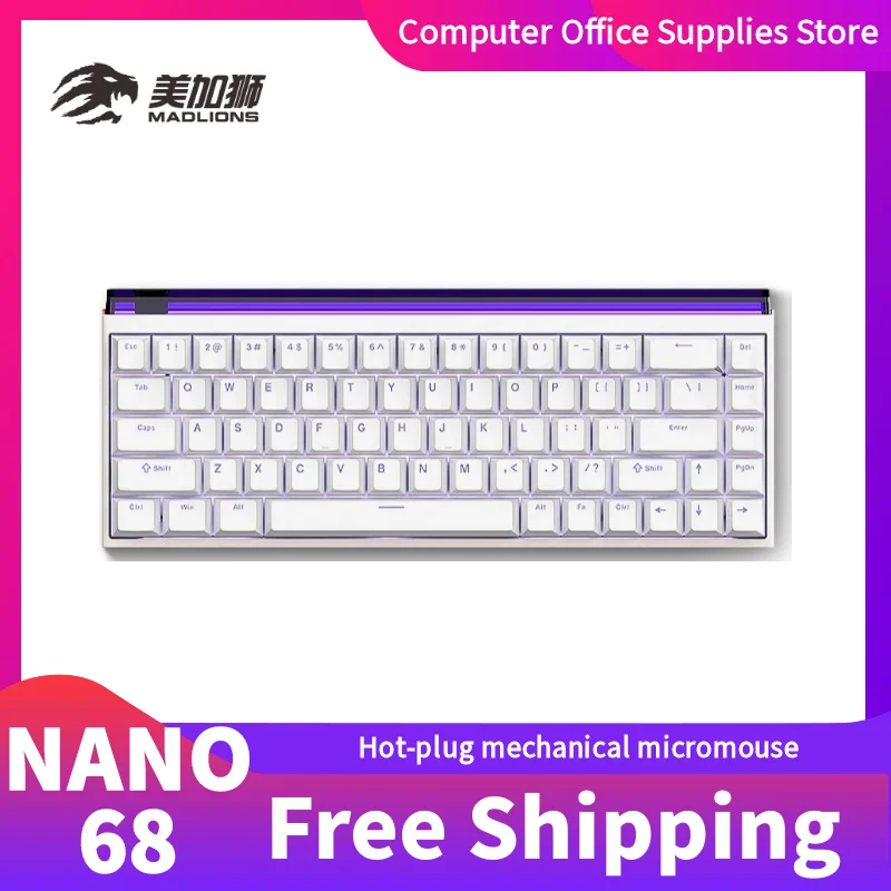 Madlions NANO68 PRO Wired Mechanical Keyboard TTC Micromotion Full Key Hot-Swappable Macros Define Wired Gaming Keyboards