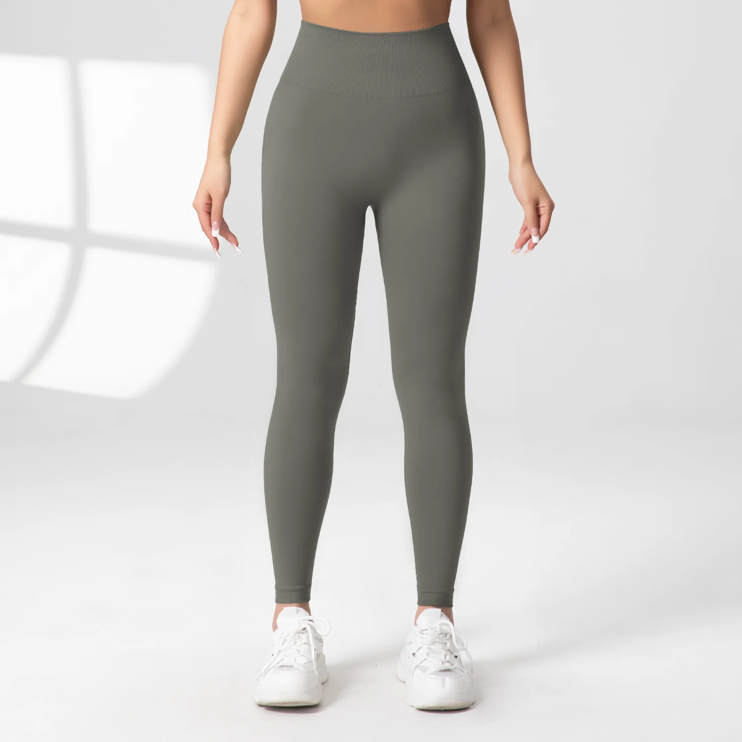 여성 퓨어 컬러 스포츠 바지 하이 웨이스트 섹시한 빠른 건조 탄성 슬림 피트 통기성 피트니스 러닝 요가 레깅스