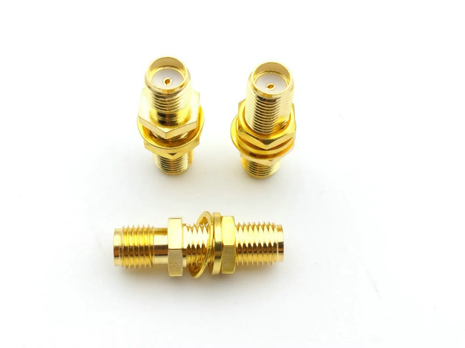 100 pcs SMA female to SMA female with nut bulkhead in serie RF coaxial adapter