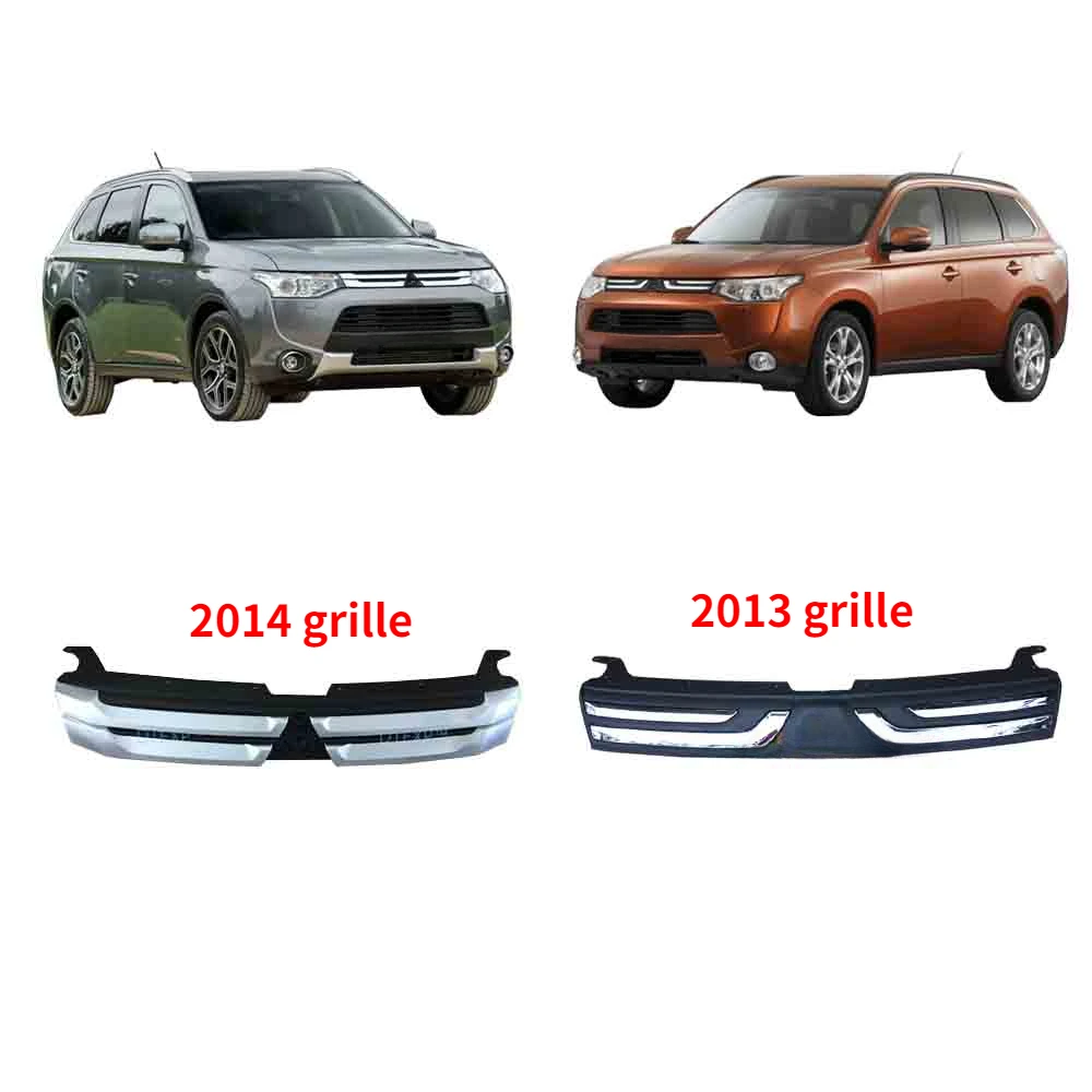 1 Piece 2013 2014 Chrome Grille for Outlander Silver Middle Net for Airtrek Bumper Board Down for GF GG 3rd Generation