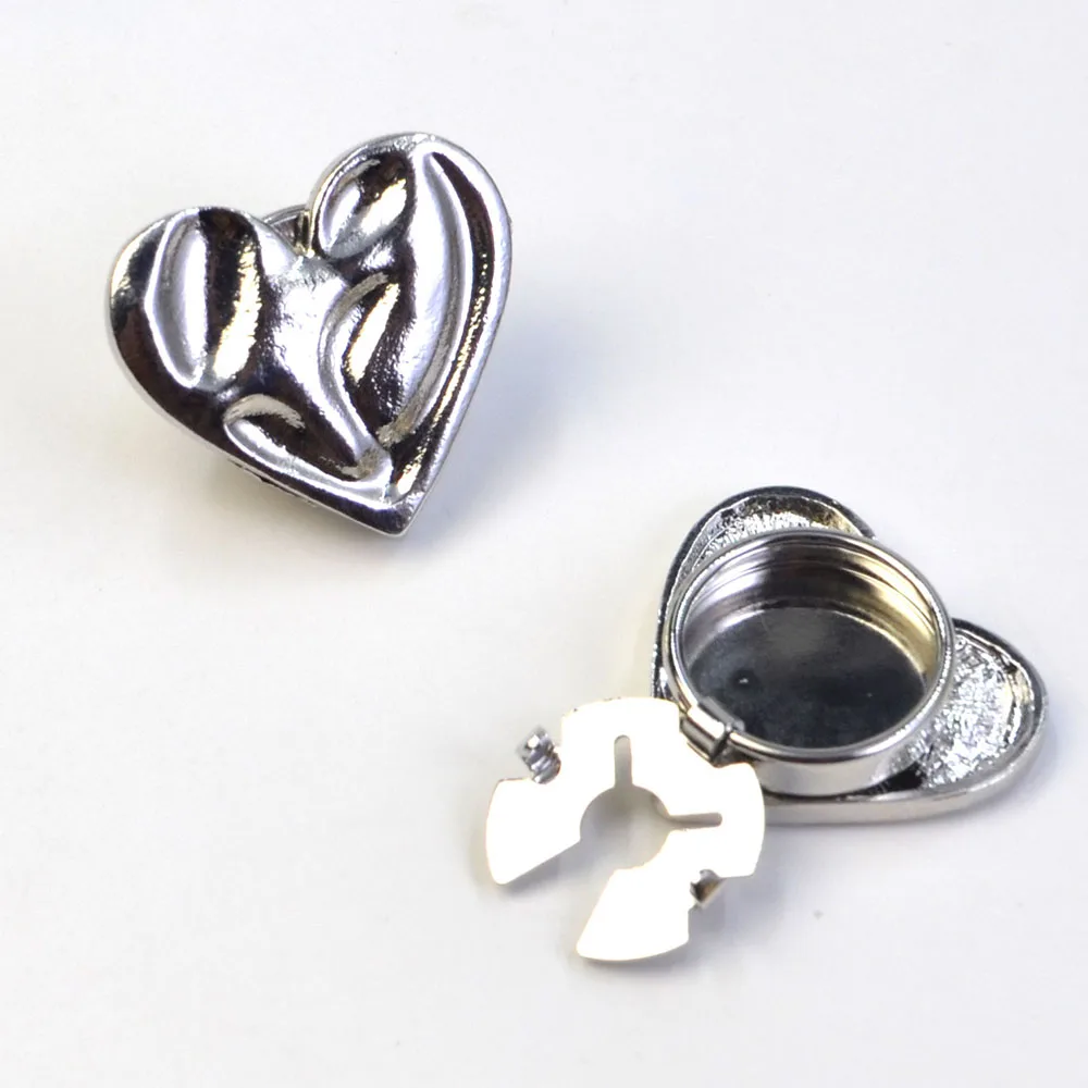 Couvre-boutons en forme de cœur en métal, 2 pièces, pour bricolage de vêtements, boutons décoratifs, décoration de boutons de manches de chemise en alliage