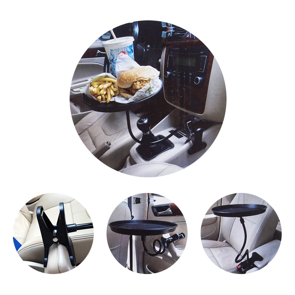 Car Tray Table Drink Holder Folding Adjustable with Clamp Phone Holder Mount Car Food Table for Cup Beverage Bottle Swivel