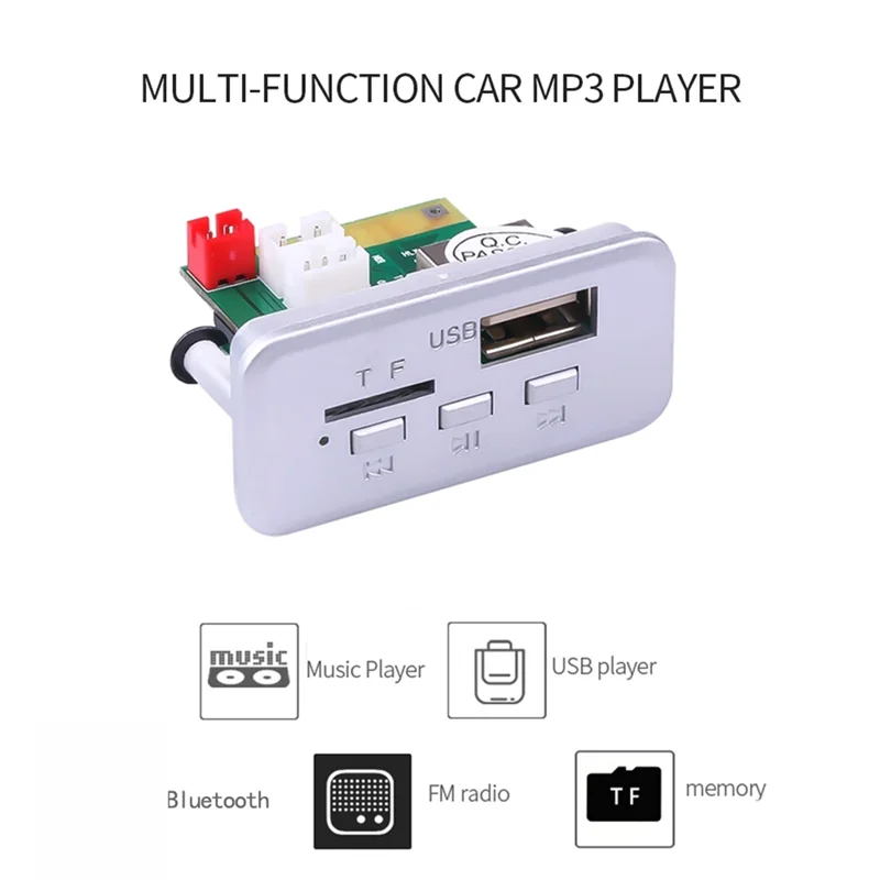 AS95-1 PCS 12V Senza Fili Bluetooth 5.0 FAI DA TE MP3 WMA WAV FAI DA TE Scheda di Decodifica Auto Audio USB TF Radio FM Modulo Vivavoce Lettore MP3