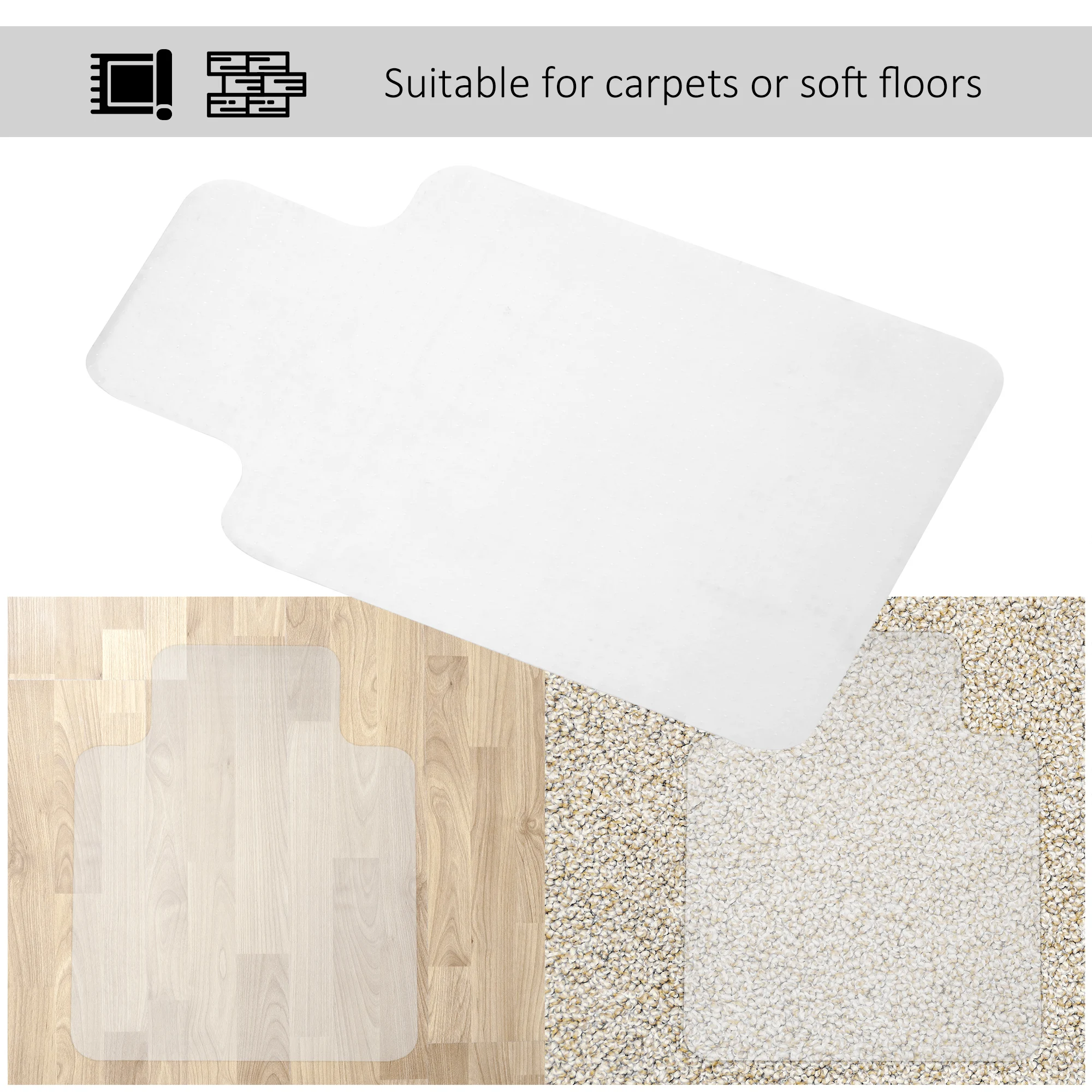 HOMCOM Office Carpet Protector Chair Mat Spike Non Slip Studs Frosted