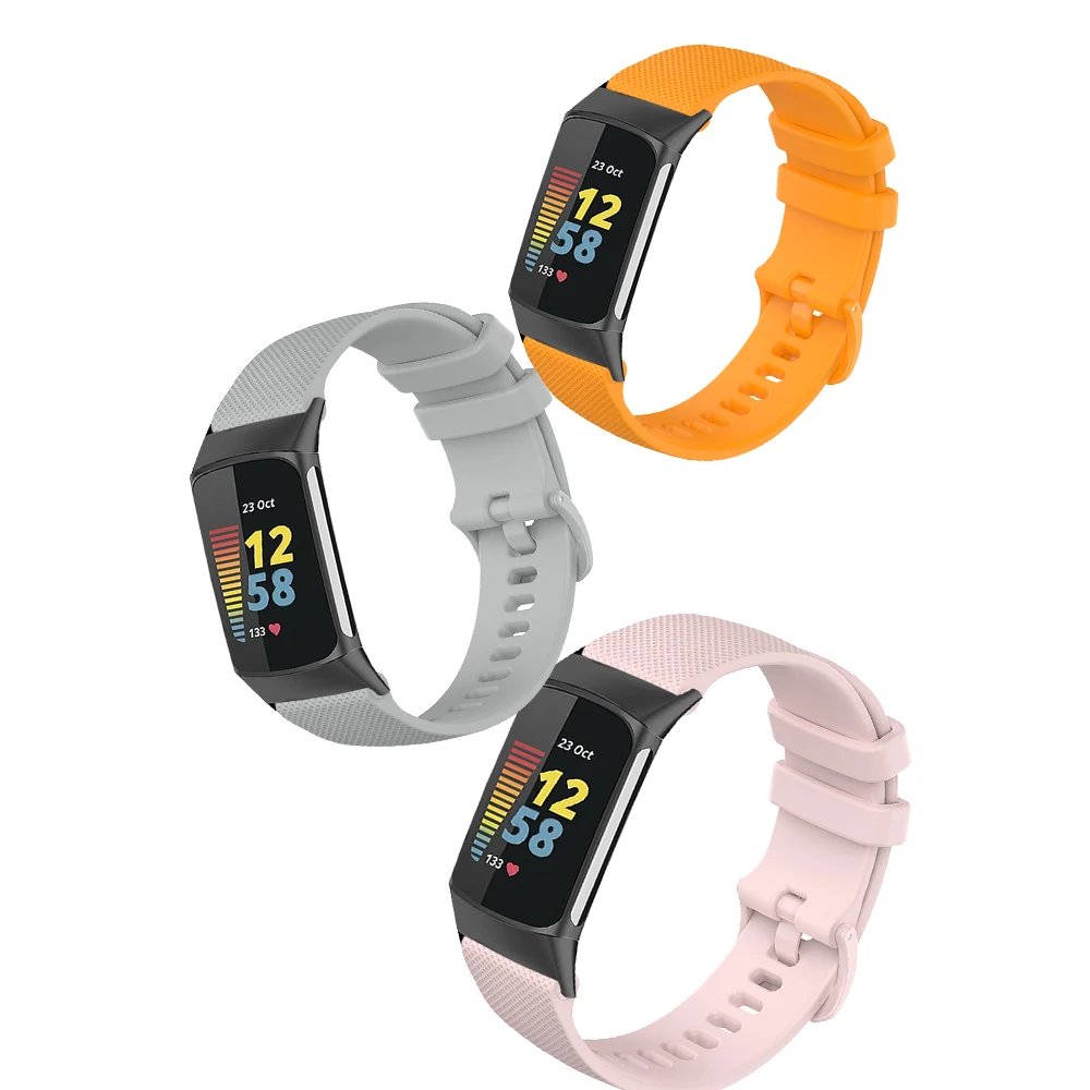 Lightweight Silicone Watch Strap For Fitbit Charge 5 4 3 Band Bracelet Metal Buckle Replacement Sport Watch Strap for Man Woman