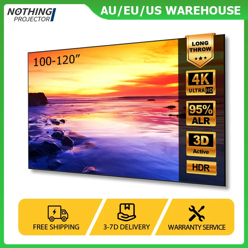 NothingProjector Long Throw ALR Fixed Frame Projektionsleinwand 100/120 Zoll 4K/8K für LT Zoom Projektoren Heimkino für große Räume