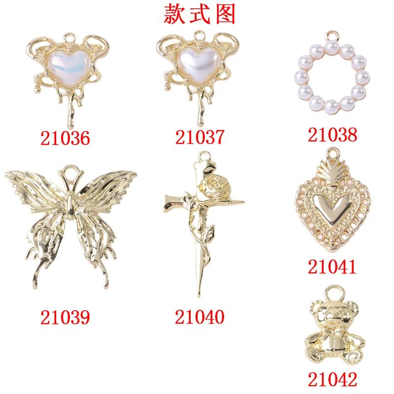 DIY handmade jewelry retro personality love bear rose branch cross alloy accessories baroque pendant view 2