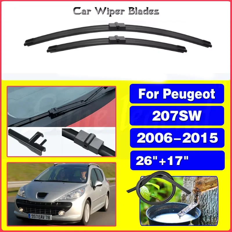 

Wiper Front Wiper Blades Set For Peugeot 207SW 207 SW 2006-2015 2007 2008 2009 Windshield Windscreen Front Window 26"17"