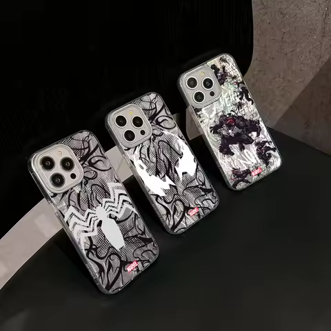 Marvel Spider-Man Venom Phone Case for Samsung Galaxy S24 S23 Ultra Plus 5G S21 FE Feather Texture Hard Cover
