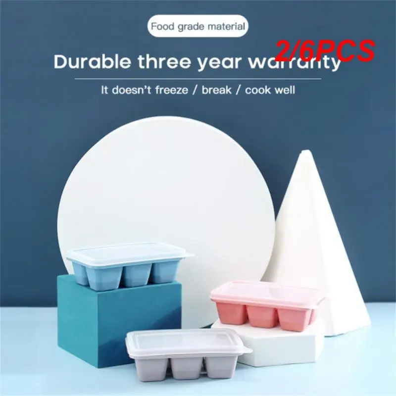 2/6PCS Soft Bottom Ice Easy Demoulding Red Kitchen Supplies Ice Box High And Low Temperature Resistance Blue Kitchen Tools