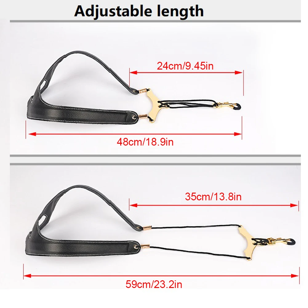 Correa para el cuello de saxofón, correa para el cuello de piel de vaca, cinturón de hombro ajustable para saxofón, arnés de hombro doble, accesorios para instrumentos