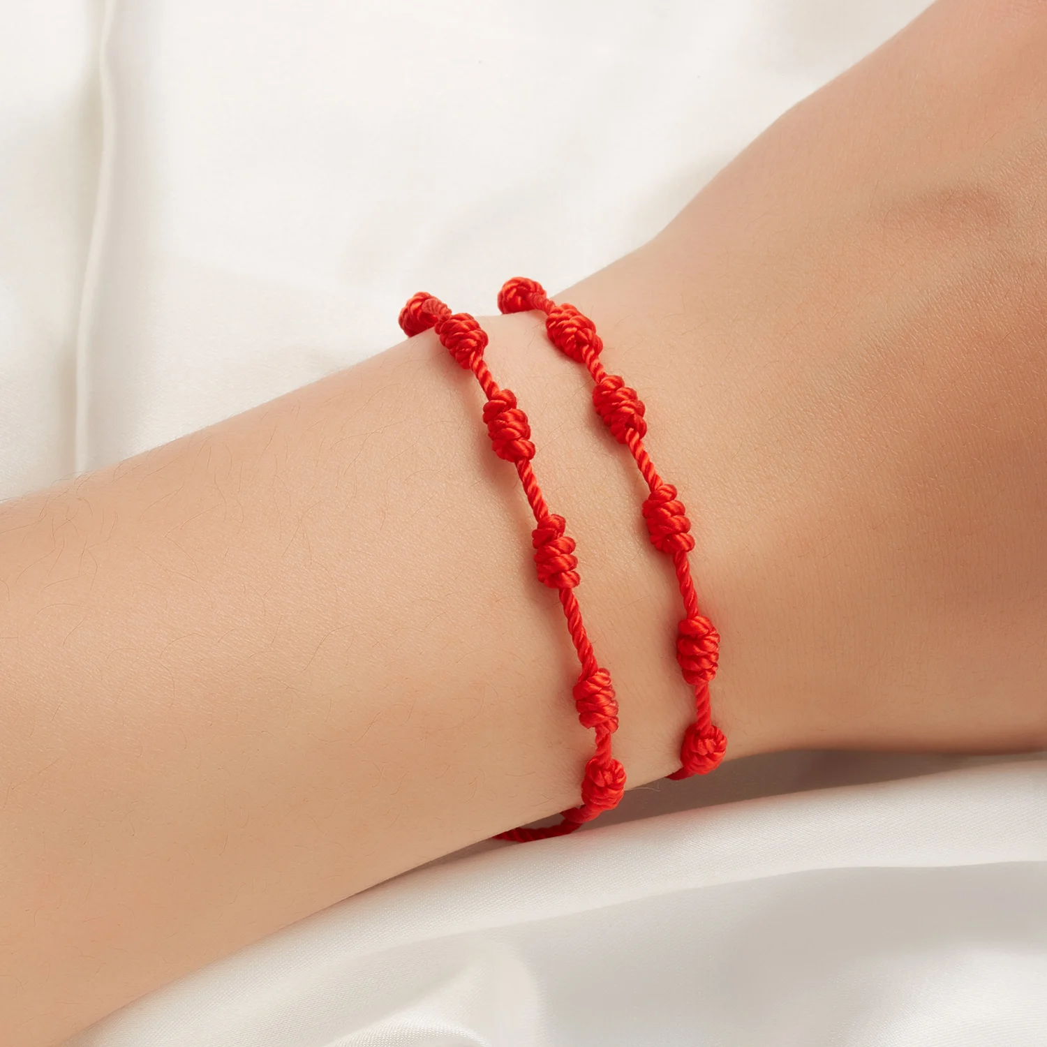 Handmade Vintage Seven Knots Red Braided Rope Bracelet For Women Men Lucky Amulet Success and Prosperity Card Gift Jewelry