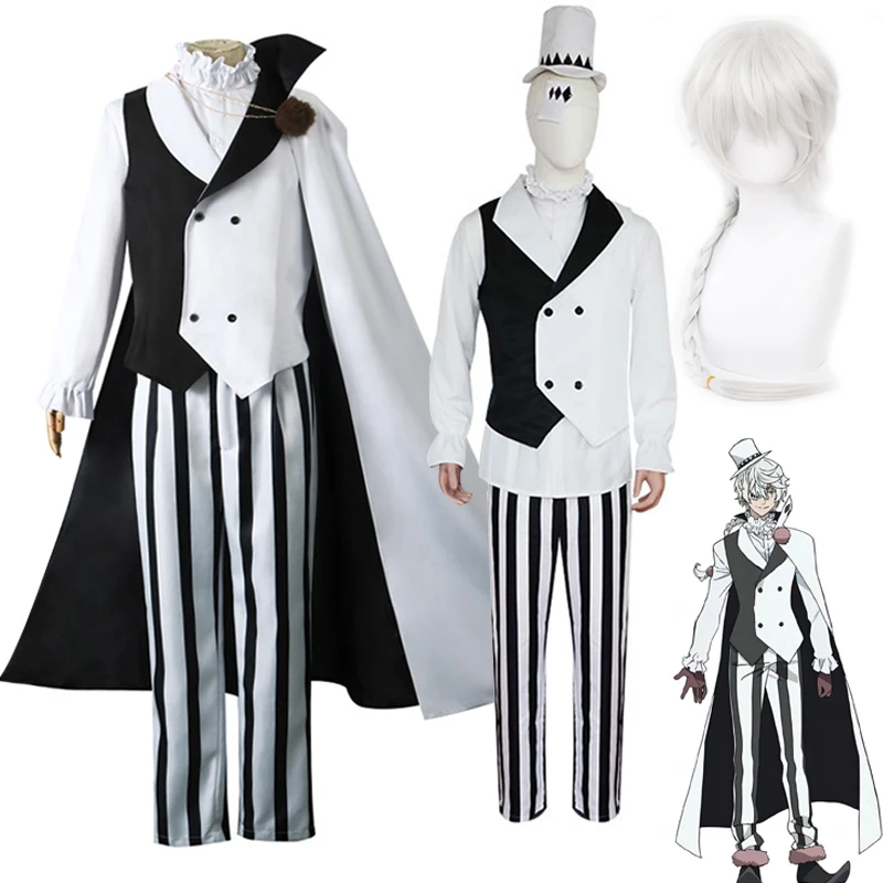 

Nikolai Gogol Cosplay Costume Anime Cosplay Bungo Stray Dogs Season 4 Nikolai Gogol Uniform Cloak Suit Wig Halloween Ouffits