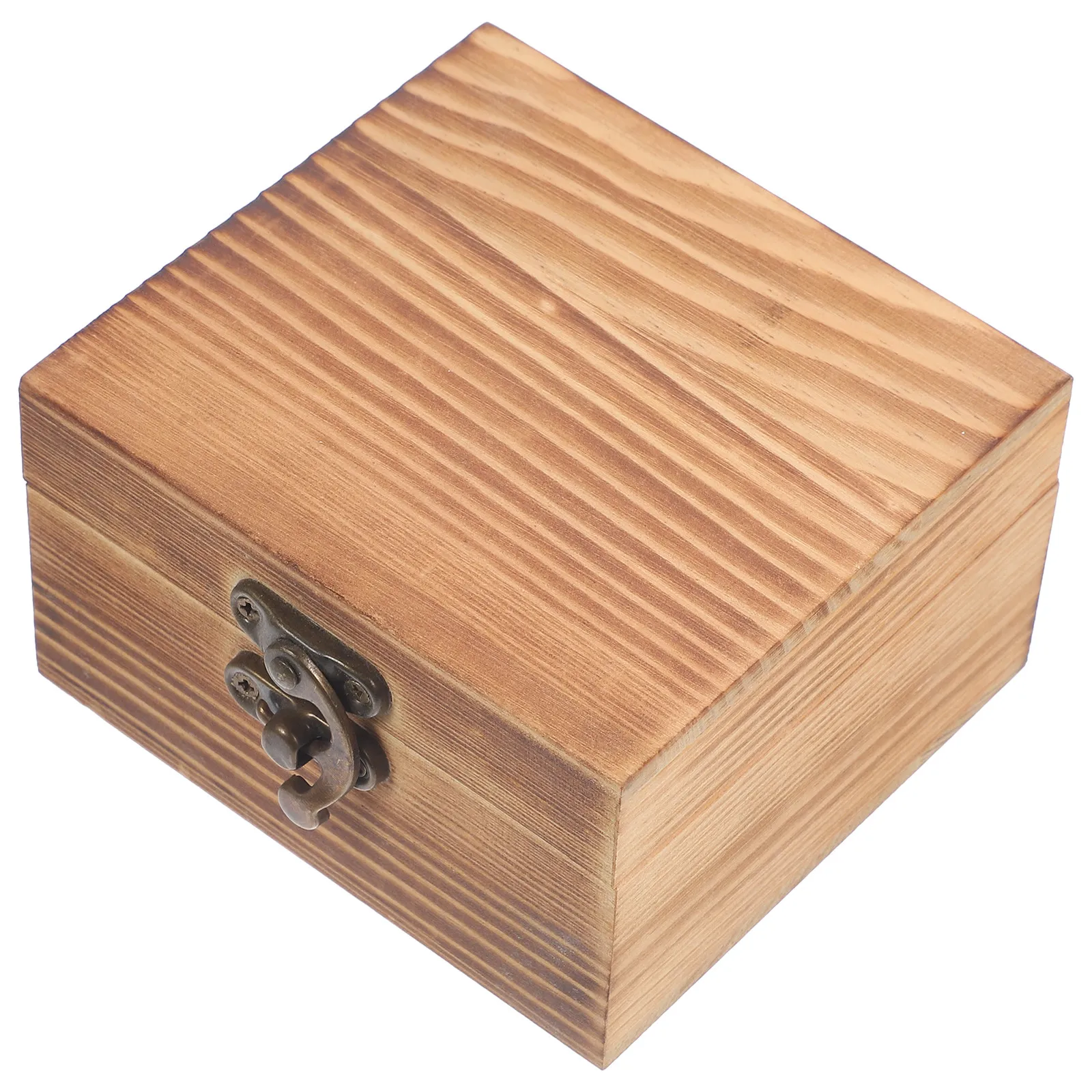 Rustic Vintage Wooden Jewelry Box with Lid Latch Design for Earrings Bracelets Necklaces Watches Eyeglasses Keepsakes Crafts