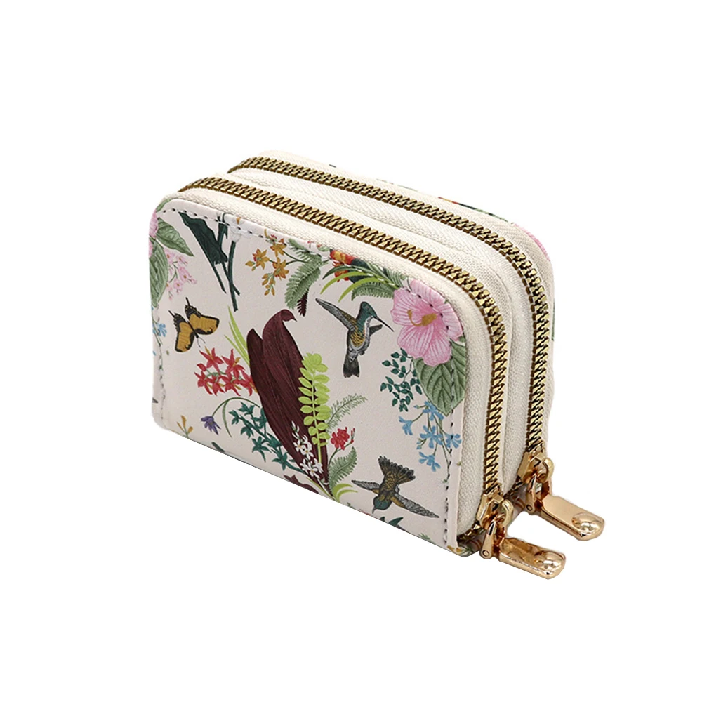 1Pcs Women's Dual Zipper Wallet, RFID Blocking Credit Card Wallet Includes 12 Card Slots And 2 Functional Card Slots