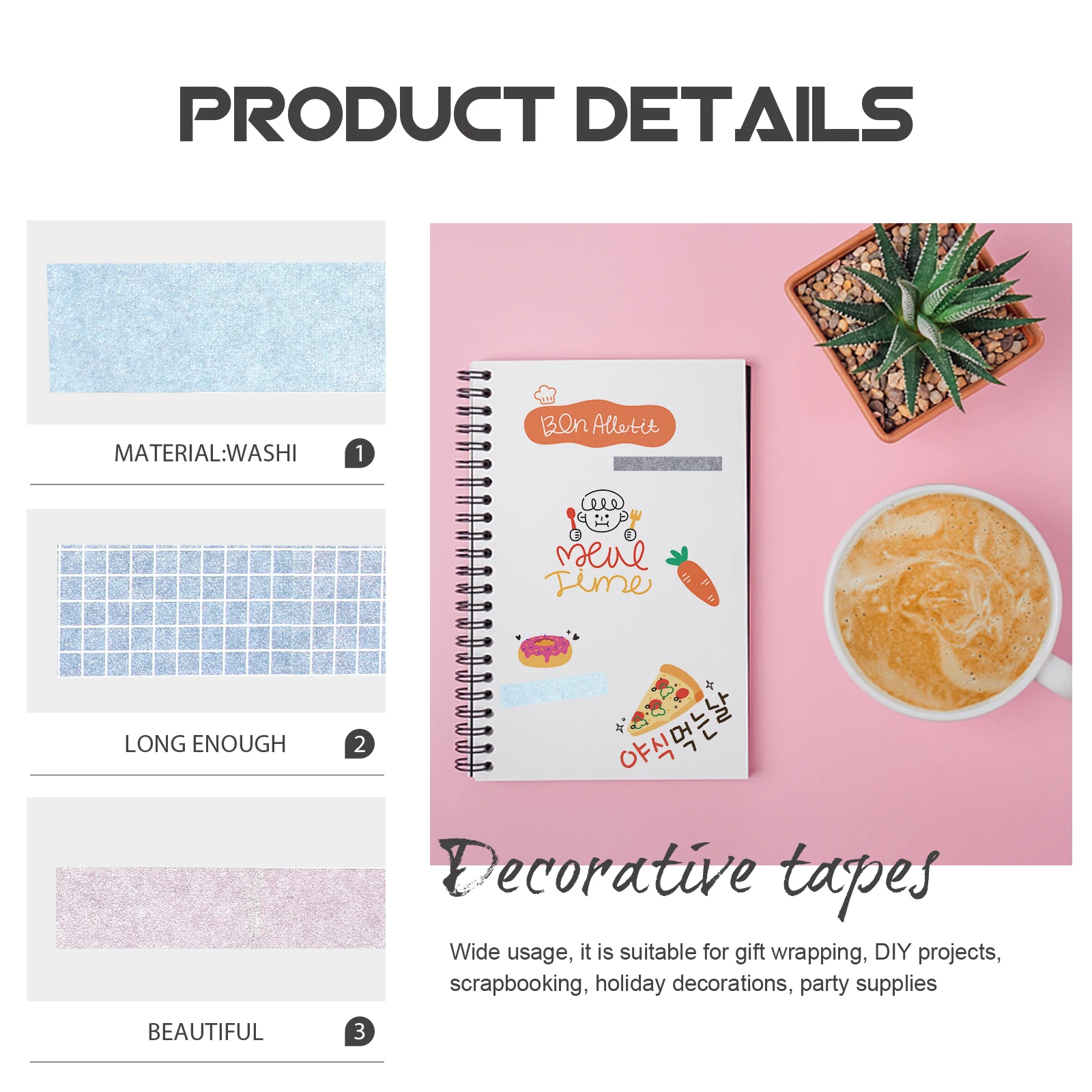 

8 Rolls Scrapbook Washi Tape Tapes Highlight Stickers for Scrapbooking Aesthetic Washi-tape