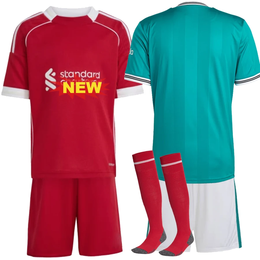 2025 2026 リバプールレス 大人用シャツキット 25 26 リバプールレス キッズキット スポーツシャツ