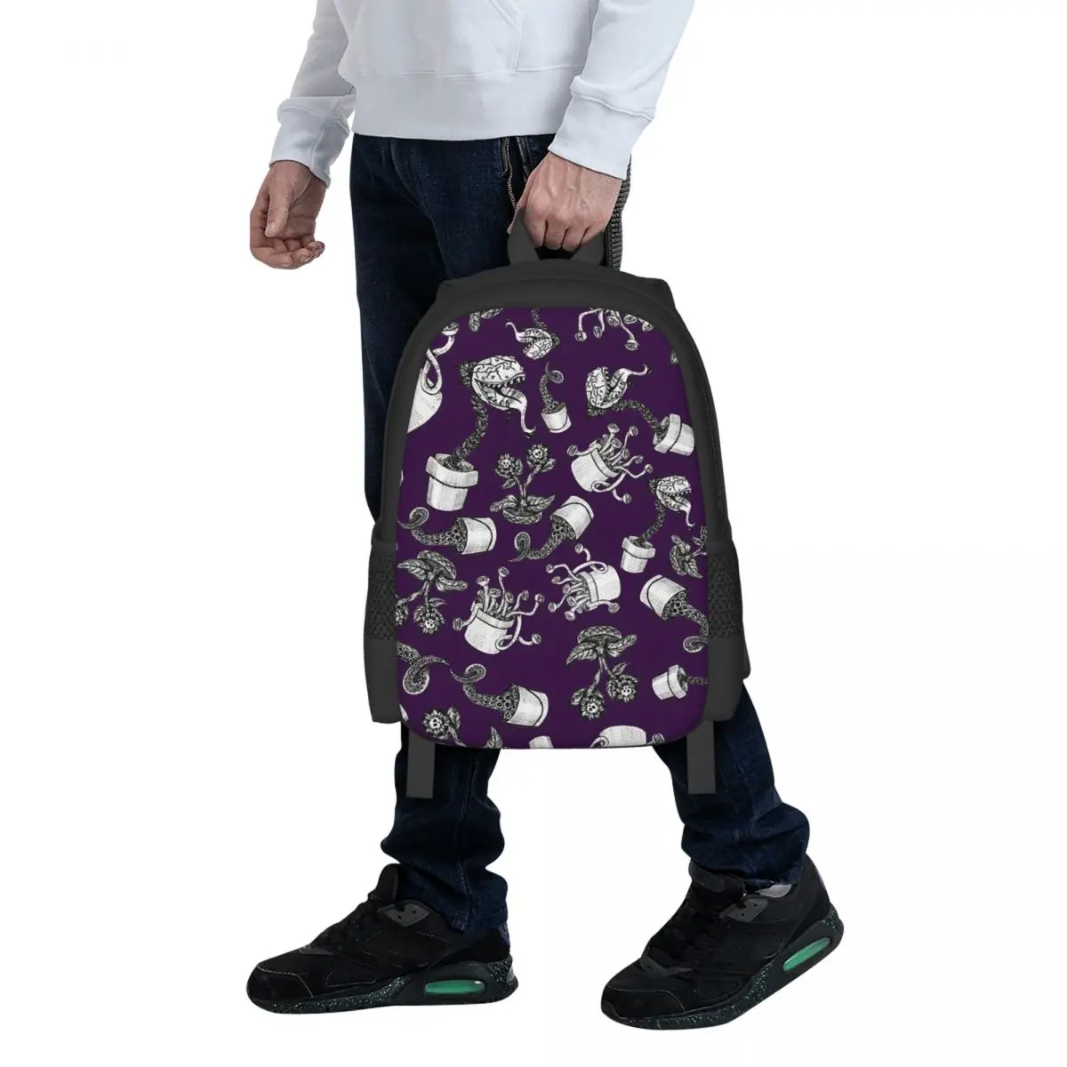 Purple Haunted Garden Plants Pen And Ink Student Backpack School Bag Hiking Travel Daypack for Men Women Bookbag Shoulder Bags