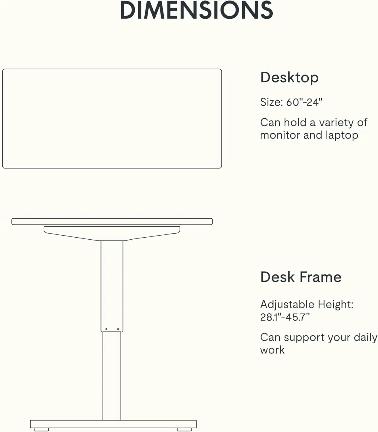 Flexispot En1 Ganzteiliger Stehpult, 60""X24"", höhenverstellbarer Schreibtisch, elektrischer Sitz-Steh-Schreibtisch, Heimbüro-Tisch stehend